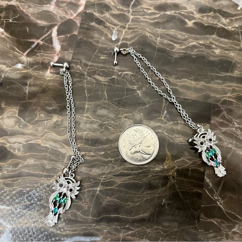 5/$25 Owl double piercing earrings